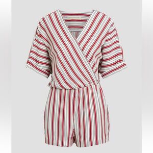 Maje Red and White Striped Jumpsuit